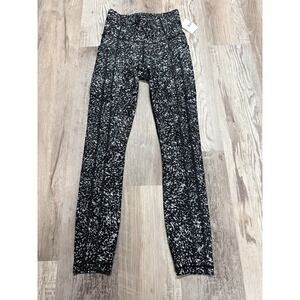 Athleta Ultimate Stash 7/8 Tight XXS Black White Speckle High Rise Pockets New